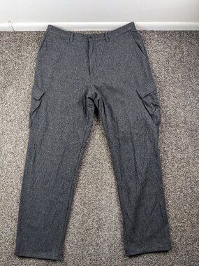 Vintage DKNY Pants Flannel Wool Cargo Utility Lined Outdoor Workwear Mens 38x34